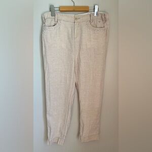 Anthropologie G1 Basic Goods 100% Linen Cream Pants Size 6